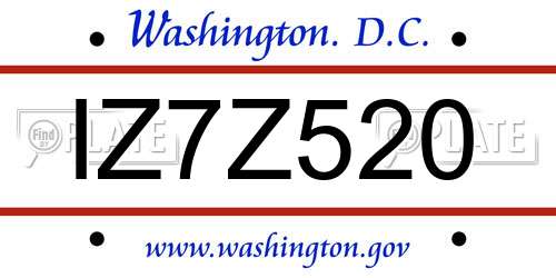 IZ7Z520 District Of Columbia License Plate