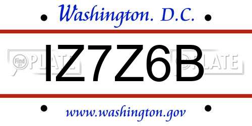 IZ7Z6B District Of Columbia License Plate