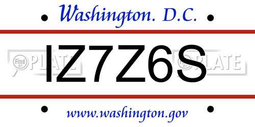 IZ7Z6S District Of Columbia License Plate
