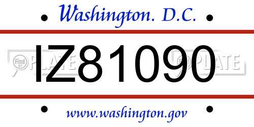 IZ81090 District Of Columbia License Plate