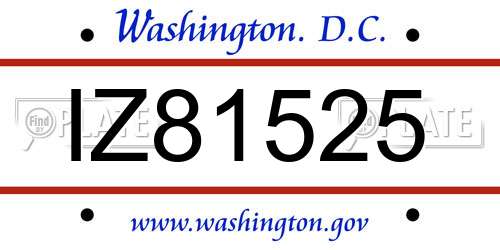 IZ81525 District Of Columbia License Plate
