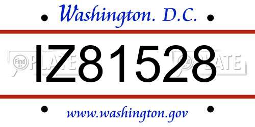 IZ81528 District Of Columbia License Plate