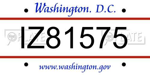 IZ81575 District Of Columbia License Plate