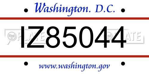 IZ85044 District Of Columbia License Plate
