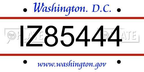 IZ85444 District Of Columbia License Plate
