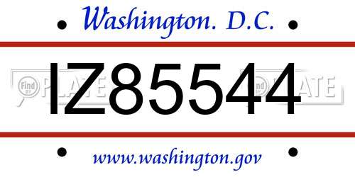IZ85544 District Of Columbia License Plate
