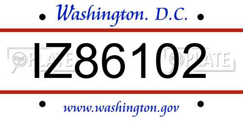 IZ86102 District Of Columbia License Plate