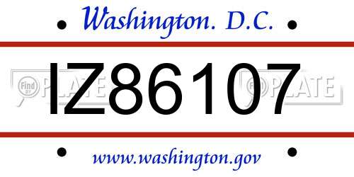 IZ86107 District Of Columbia License Plate