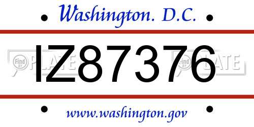 IZ87376 District Of Columbia License Plate