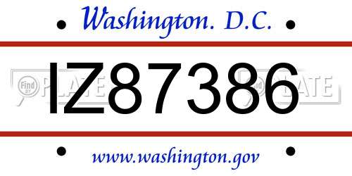 IZ87386 District Of Columbia License Plate