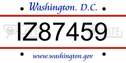 IZ87459 District Of Columbia License Plate