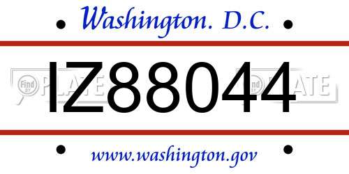 IZ88044 District Of Columbia License Plate