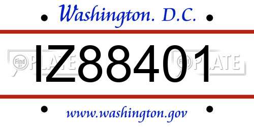 IZ88401 District Of Columbia License Plate