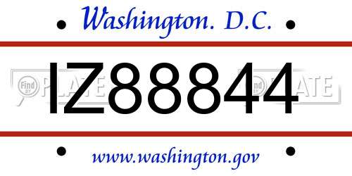 IZ88844 District Of Columbia License Plate