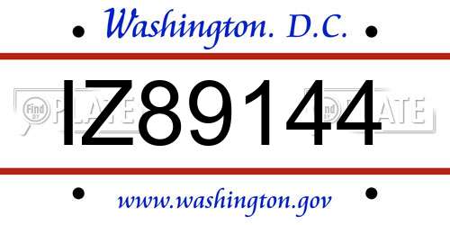 IZ89144 District Of Columbia License Plate
