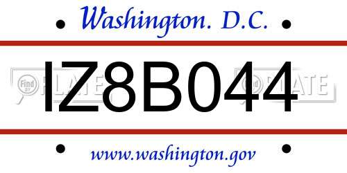 IZ8B044 District Of Columbia License Plate