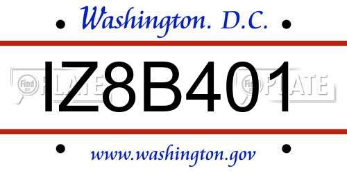 IZ8B401 District Of Columbia License Plate
