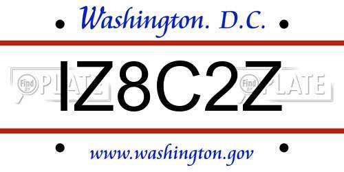 IZ8C2Z District Of Columbia License Plate