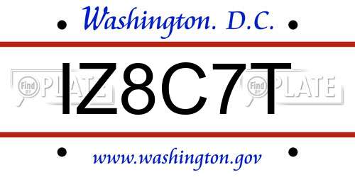 IZ8C7T District Of Columbia License Plate