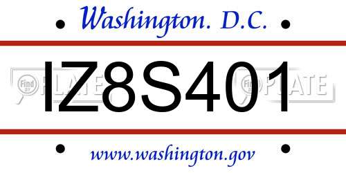 IZ8S401 District Of Columbia License Plate