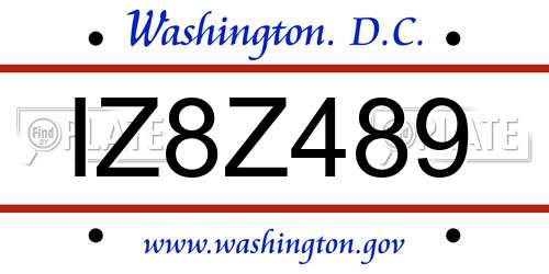 IZ8Z489 District Of Columbia License Plate