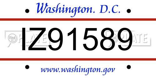 IZ91589 District Of Columbia License Plate