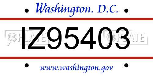IZ95403 District Of Columbia License Plate