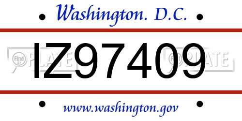 IZ97409 District Of Columbia License Plate