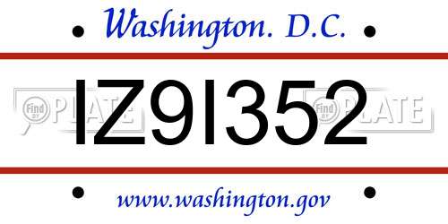 IZ9I352 District Of Columbia License Plate