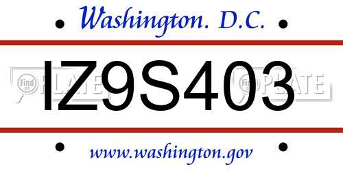 IZ9S403 District Of Columbia License Plate