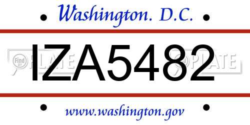 IZA5482 District Of Columbia License Plate