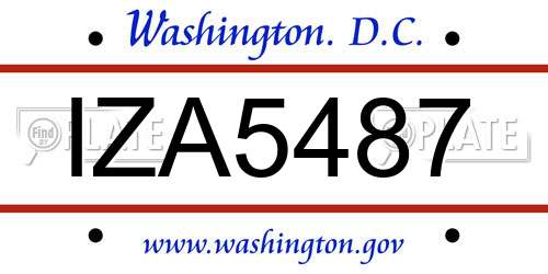 IZA5487 District Of Columbia License Plate