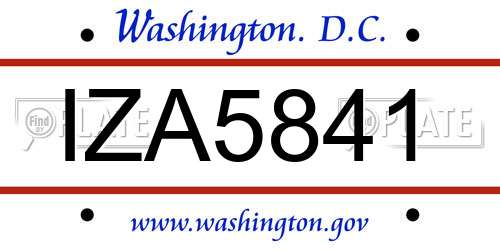 IZA5841 District Of Columbia License Plate