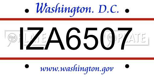 IZA6507 District Of Columbia License Plate
