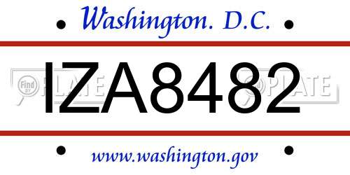 IZA8482 District Of Columbia License Plate