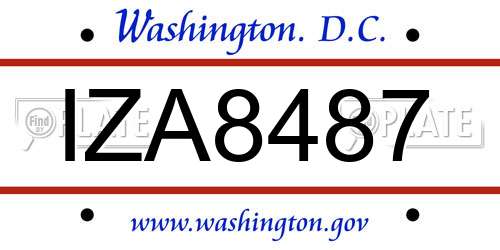 IZA8487 District Of Columbia License Plate
