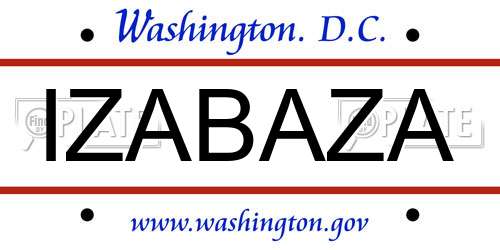 IZABAZA District Of Columbia License Plate