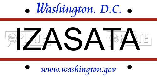 IZASATA District Of Columbia License Plate