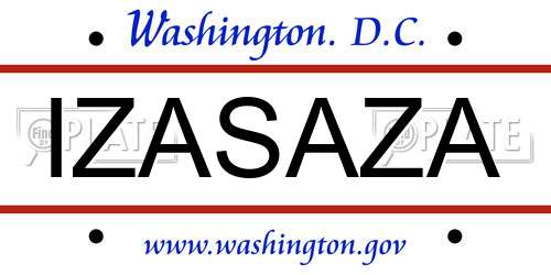 IZASAZA District Of Columbia License Plate