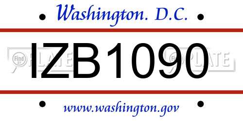 IZB1090 District Of Columbia License Plate