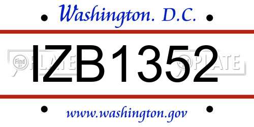 IZB1352 District Of Columbia License Plate