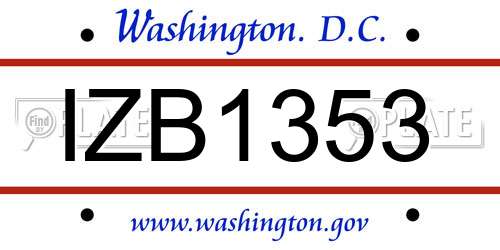 IZB1353 District Of Columbia License Plate