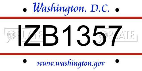 IZB1357 District Of Columbia License Plate