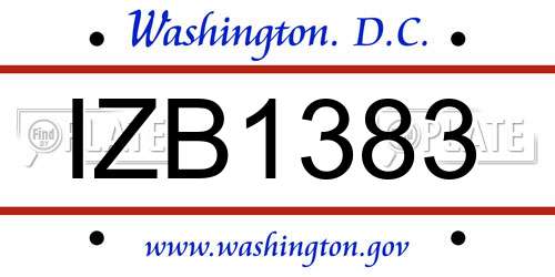 IZB1383 District Of Columbia License Plate