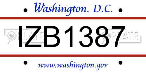 IZB1387 District Of Columbia License Plate