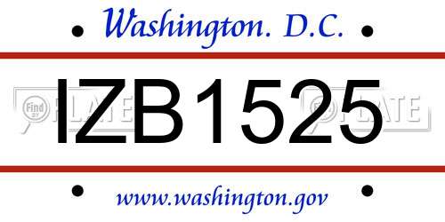 IZB1525 District Of Columbia License Plate
