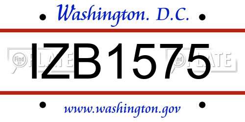 IZB1575 District Of Columbia License Plate