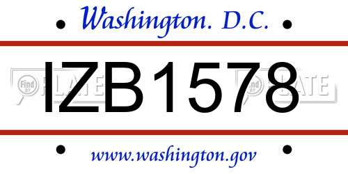 IZB1578 District Of Columbia License Plate