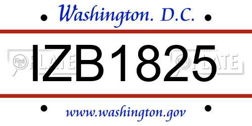 IZB1825 District Of Columbia License Plate
