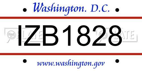 IZB1828 District Of Columbia License Plate